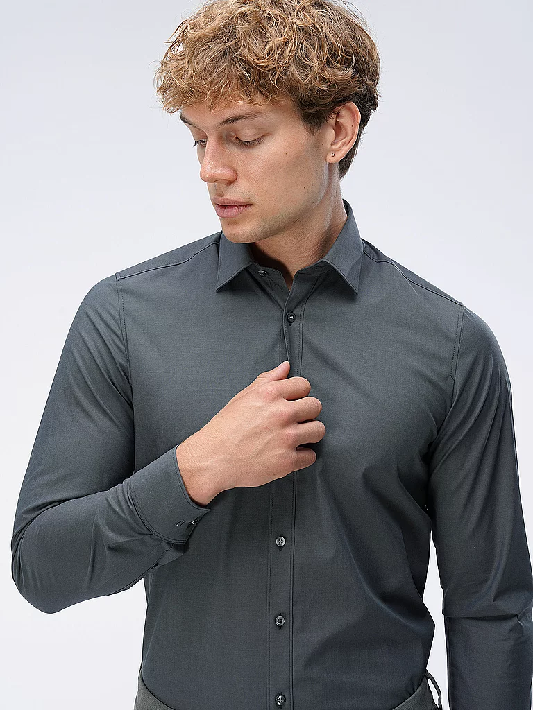 Olymp Level Five Shirt Body Fit Dark Gray 40 4